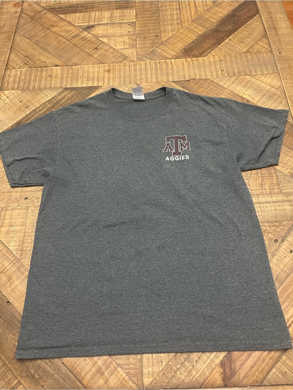 Texas A&M T-Shirt Mens L Large Charcoal Grey Home of 12th Man Aggies State Logo